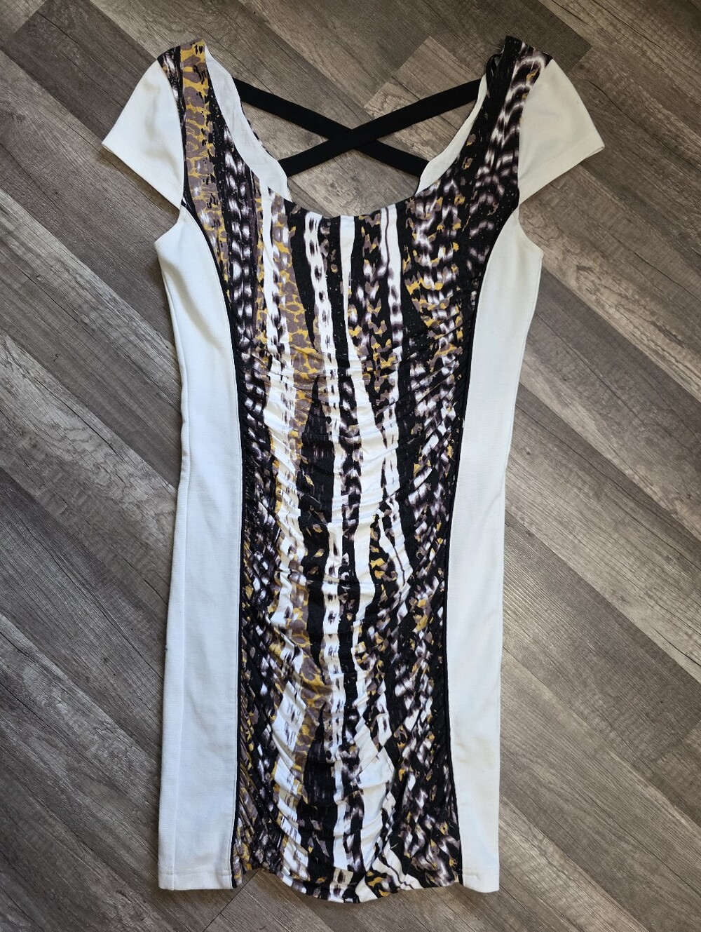 bebe Y2K Queen Party Layering Vintage 90s Bodycon Ruched Dress White Black